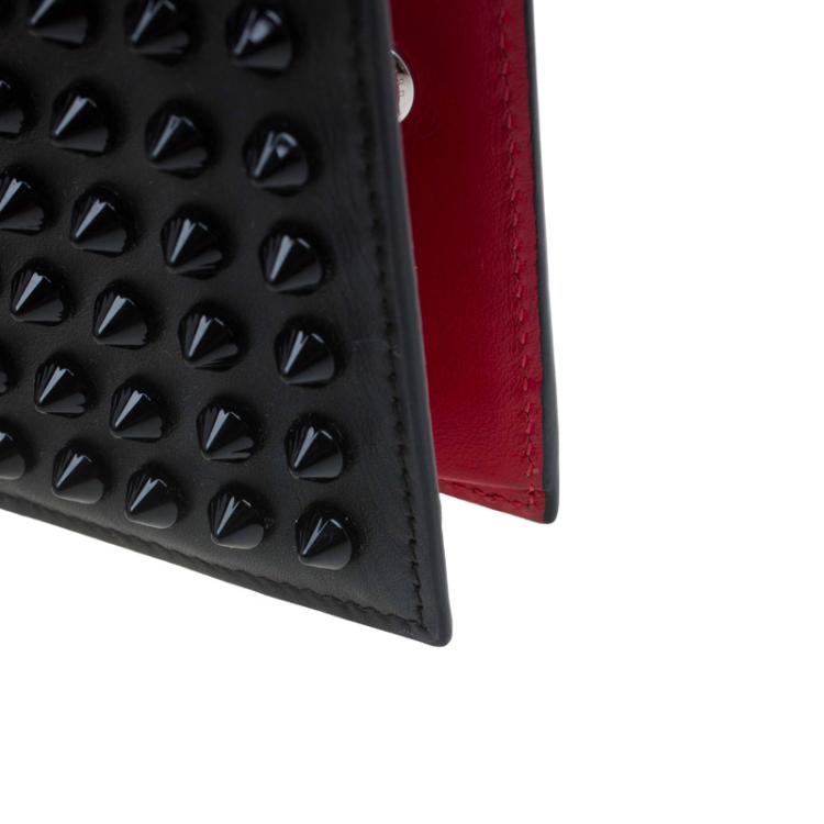 Pre Owned Christian Louboutin Black Spike Leather Paros Wallet