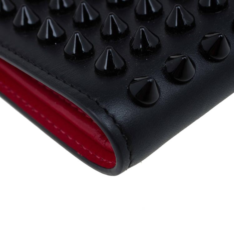 Pre Owned Christian Louboutin Black Spike Leather Paros Wallet