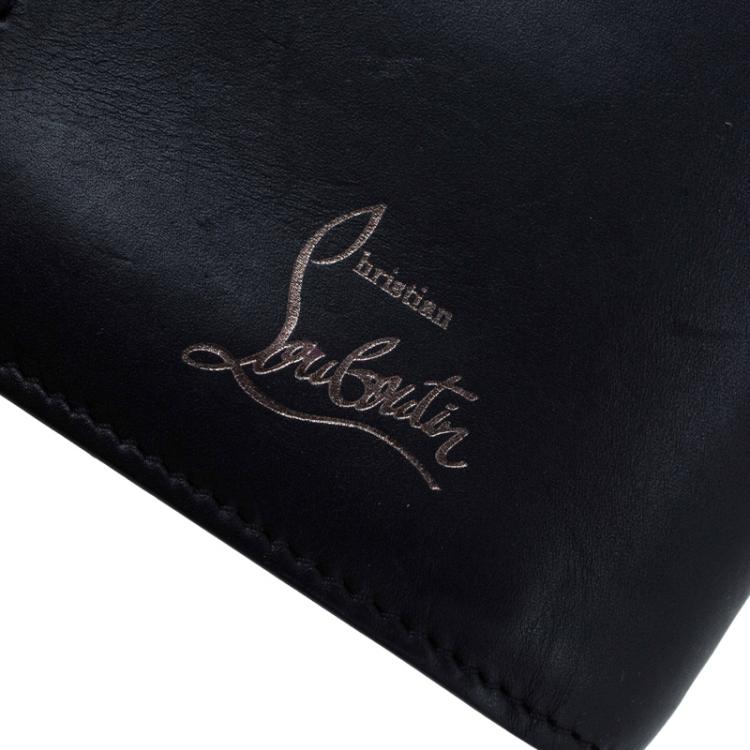 Pre Owned Christian Louboutin Black Spike Leather Paros Wallet