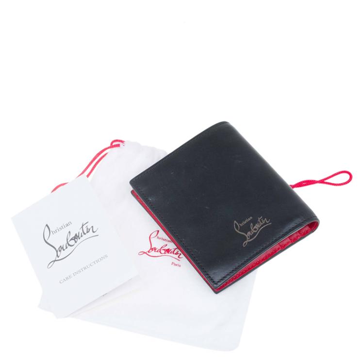 Pre Owned Christian Louboutin Black Spike Leather Paros Wallet
