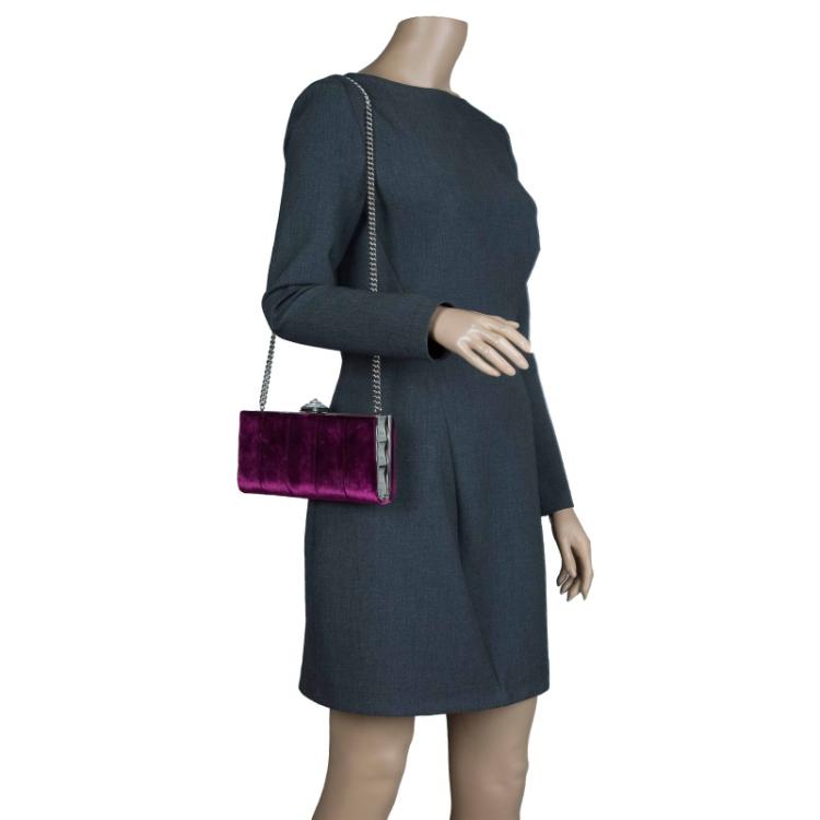 Pre Owned Christian Louboutin Purple Velvet Evening Bag