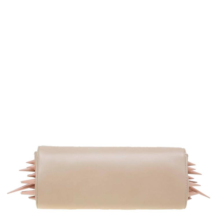 Pre Owned Christian Louboutin Beige Leather Marquise Spiked Clutch