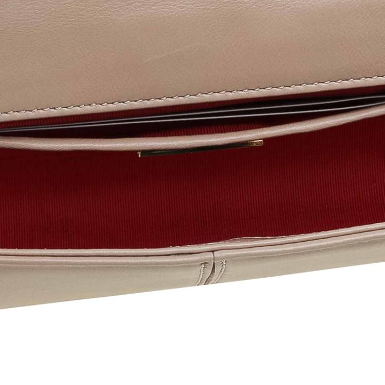 Pre Owned Christian Louboutin Beige Leather Marquise Spiked Clutch