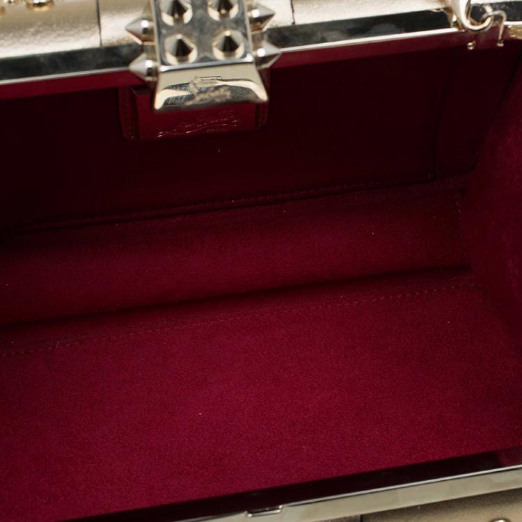 Pre Owned Christian Louboutin Gold Leather Spike Grandotto Clutch