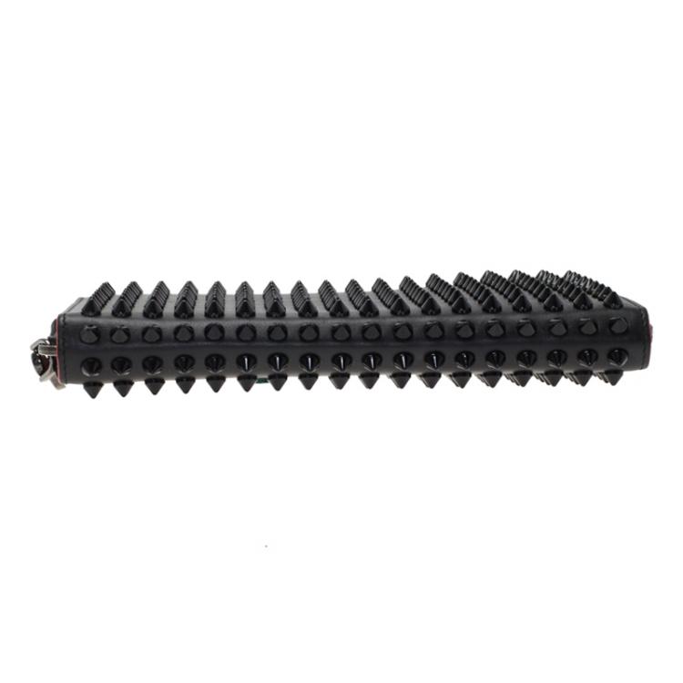 Pre Owned Christian Louboutin Black Leather Studded Spike Continental Wallet