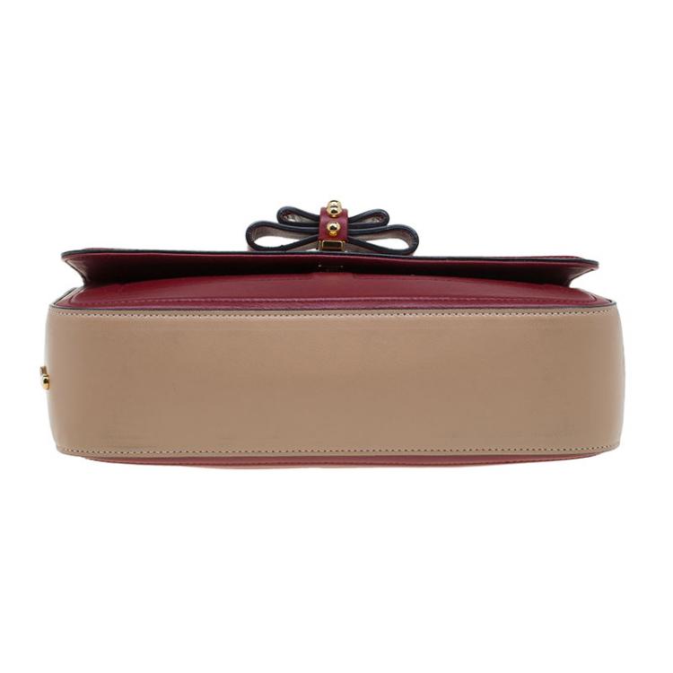 Pre Owned Christian Louboutin Red/Beige Leather Sweet Charity Shoulder Bag