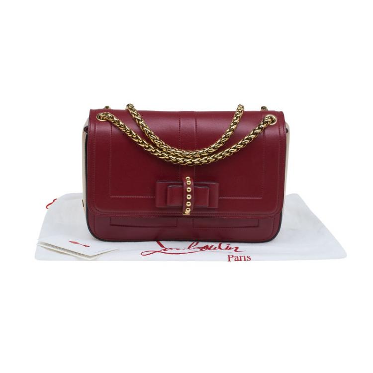 Pre Owned Christian Louboutin Red/Beige Leather Sweet Charity Shoulder Bag