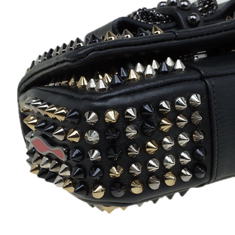 Pre Owned Christian Louboutin Black Leather Spike Sweet Charity Mini Crossbody Bag