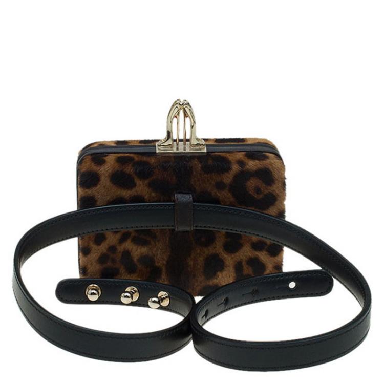 Pre Owned Christian Louboutin Brown Calf Hair Dancing Queen Clutch