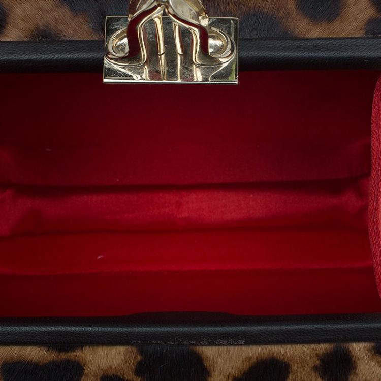 Pre Owned Christian Louboutin Brown Calf Hair Dancing Queen Clutch