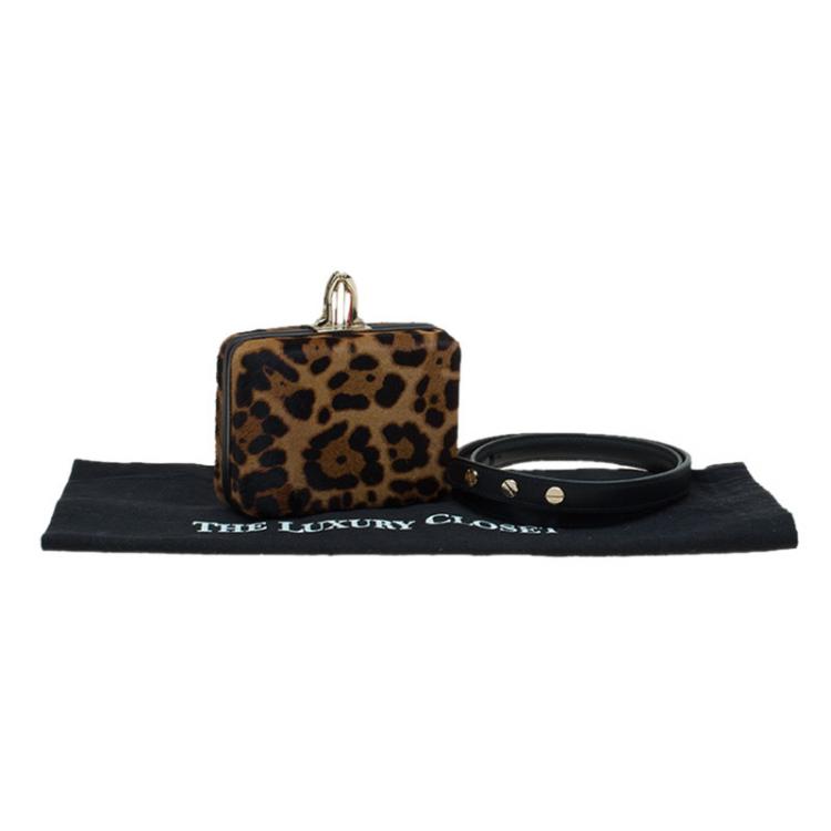 Pre Owned Christian Louboutin Brown Calf Hair Dancing Queen Clutch