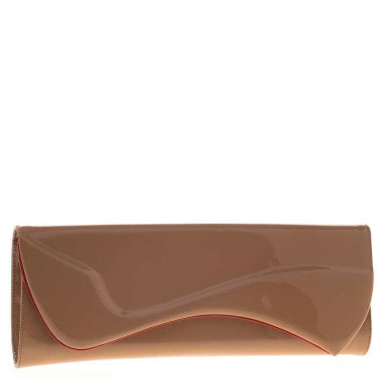 Pre Owned Christian Louboutin Beige Patent Leather Pigalle Clutch
