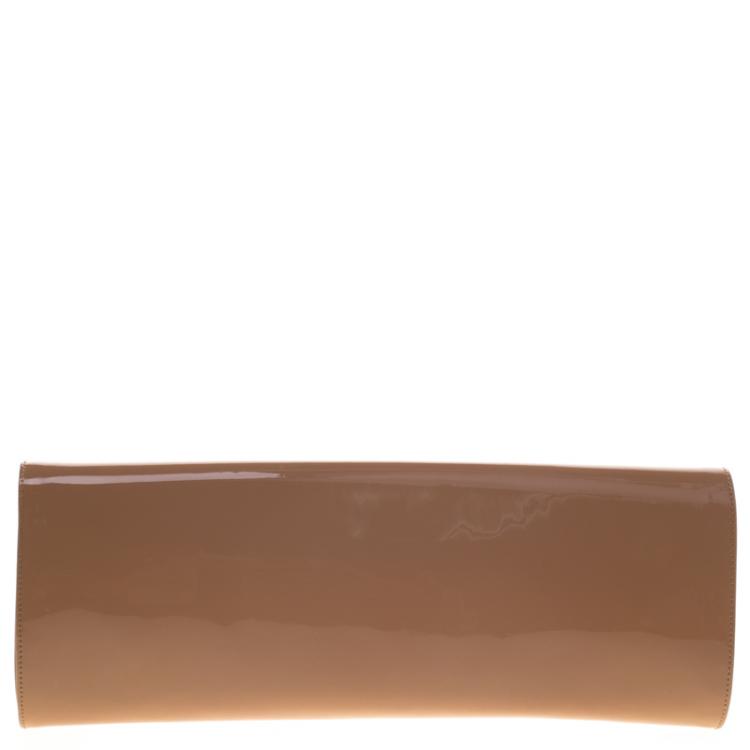 Pre Owned Christian Louboutin Beige Patent Leather Pigalle Clutch