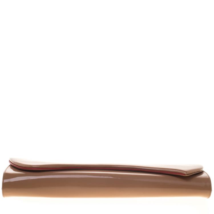 Pre Owned Christian Louboutin Beige Patent Leather Pigalle Clutch