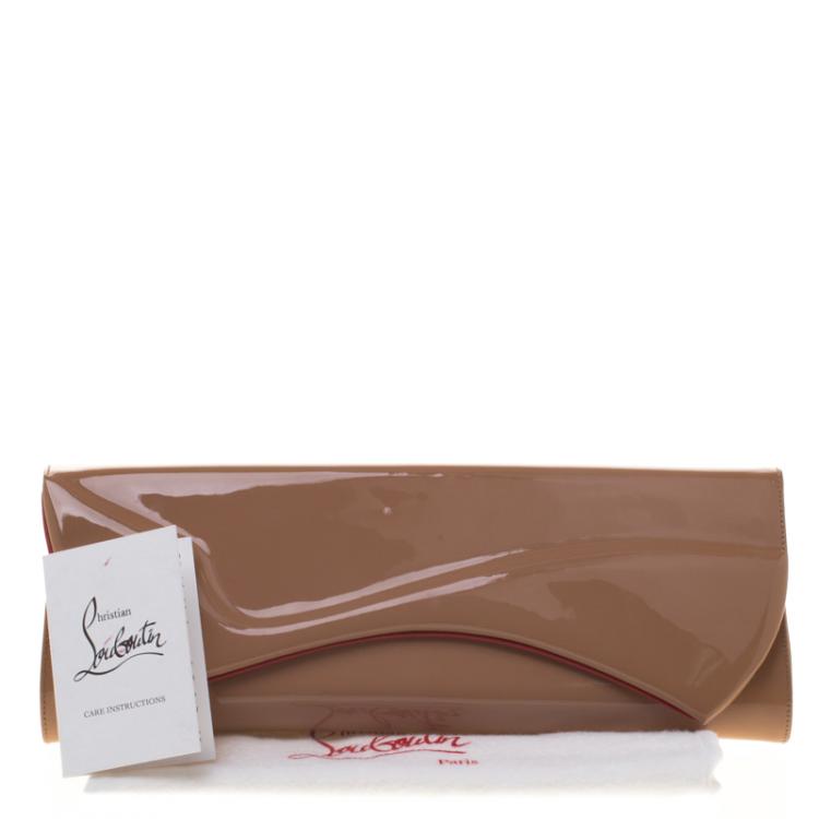 Pre Owned Christian Louboutin Beige Patent Leather Pigalle Clutch
