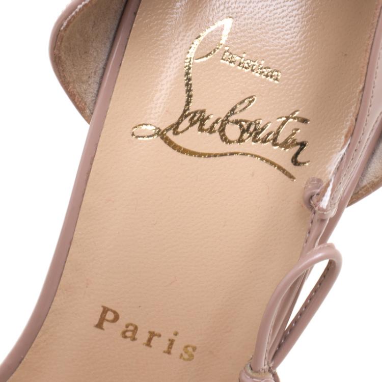 مملوكة مسبقًا Christian Louboutin Beige Leather Delico  Peep Toe D'orsay Pumps Size 38.5