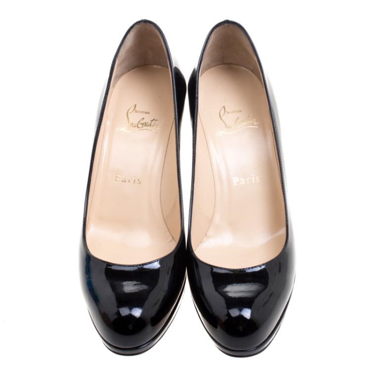 Pre Owned Christian Louboutin Black Patent Leather Prorata Pumps Size 38