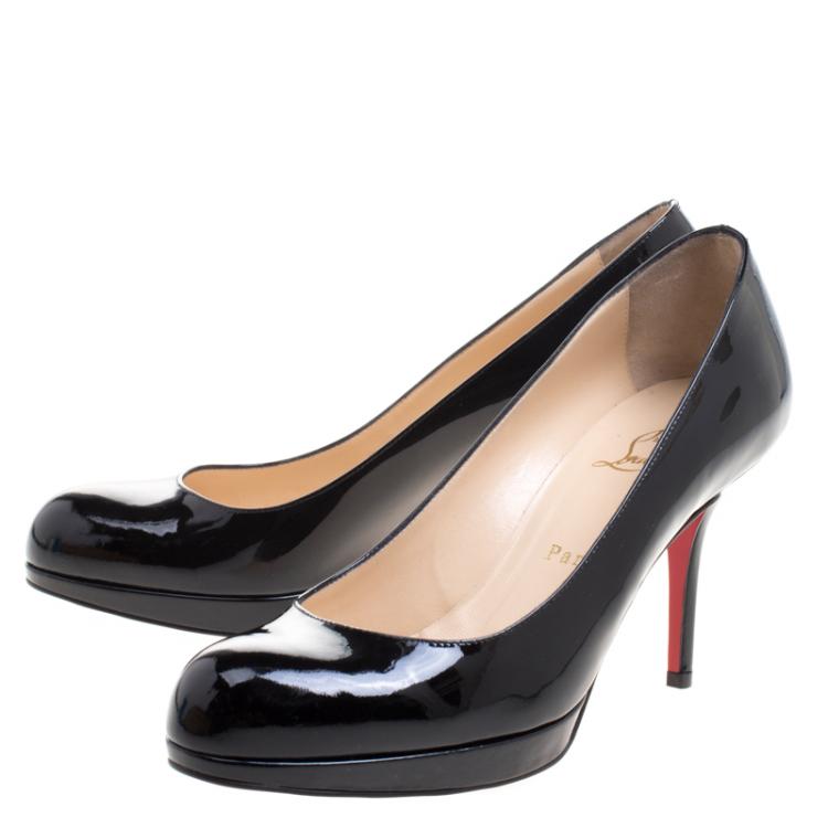 Pre Owned Christian Louboutin Black Patent Leather Prorata Pumps Size 38