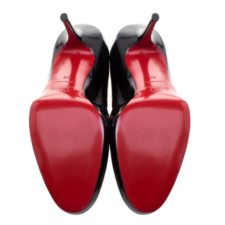 Pre Owned Christian Louboutin Black Patent Leather Prorata Pumps Size 38