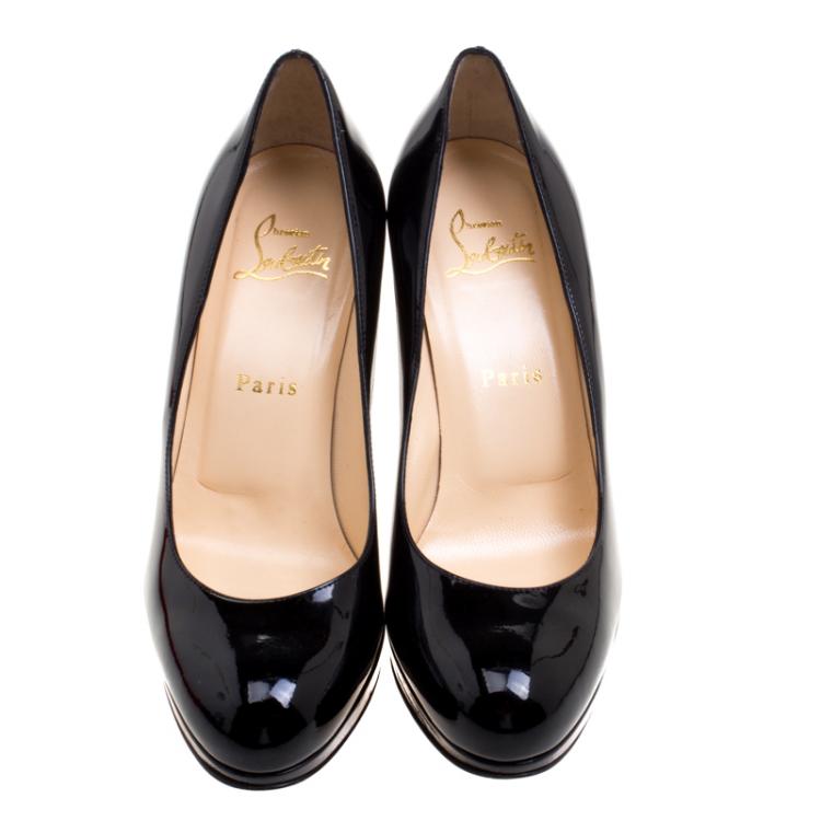 Pre Owned Christian Louboutin Black Patent Leather New Simple Pumps Size 37
