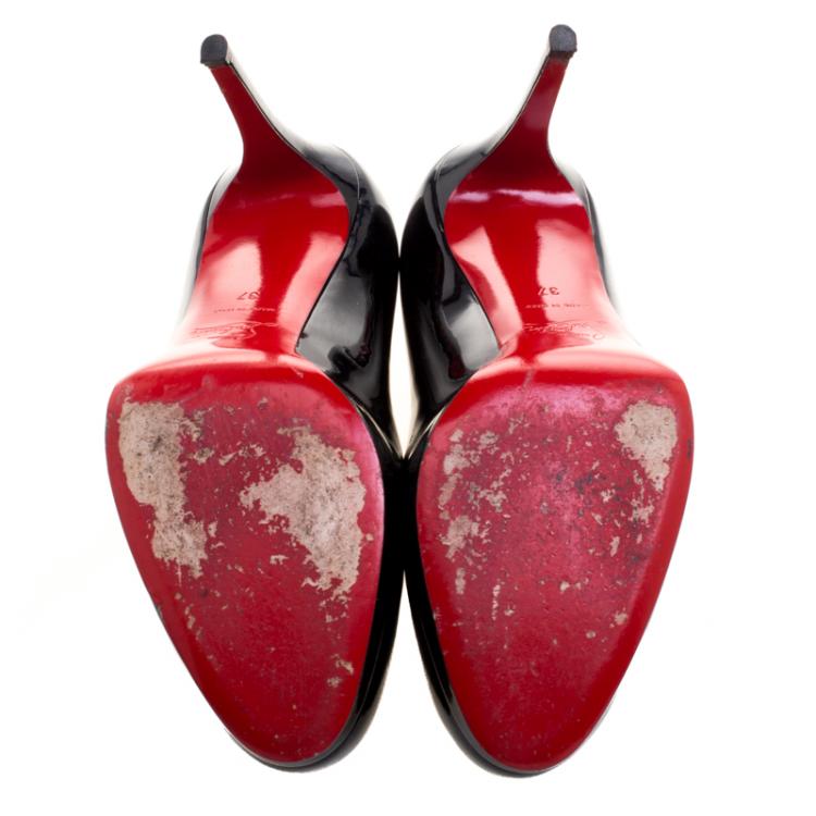 Pre Owned Christian Louboutin Black Patent Leather New Simple Pumps Size 37