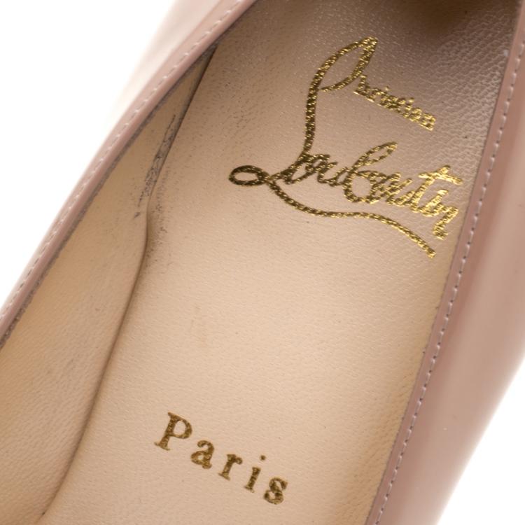 Pre Owned Christian Louboutin Beige Patent Leather Neofilo Platform Pumps Size 37