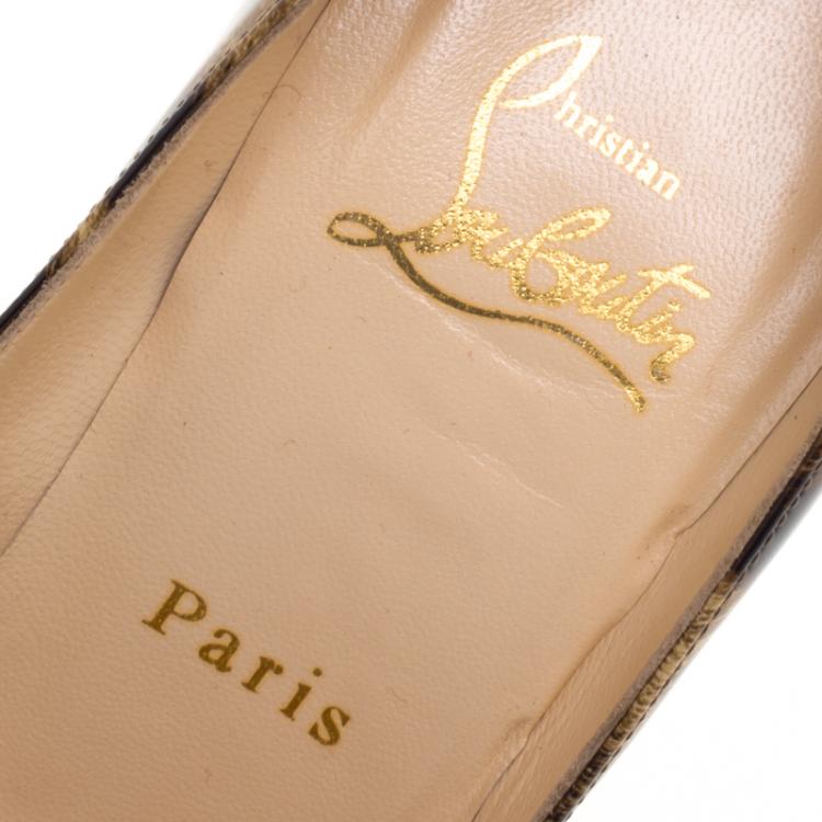 Pre Owned Christian Louboutin Leopard Print Patent Leather Fifi Pumps Size 36.5