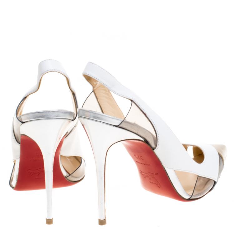 Pre Owned Christian Louboutin Tricolor Leather Air Chance Sling Back Sandals Size 37.5