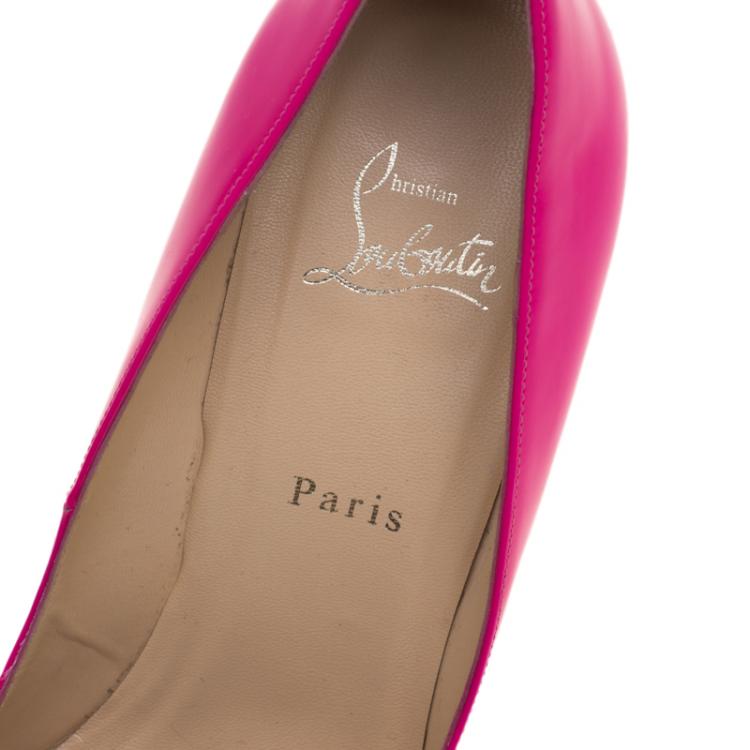 Pre Owned Christian Louboutin Fluorescent Pink Patent Leather So Kate Pumps Size 40.5