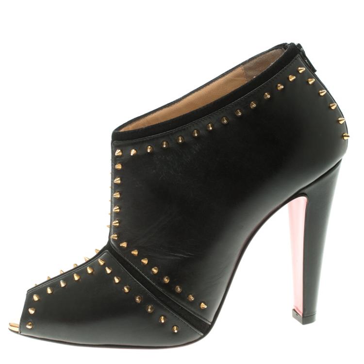 Christian Louboutin Spike-embellished Ankle Boots In Black