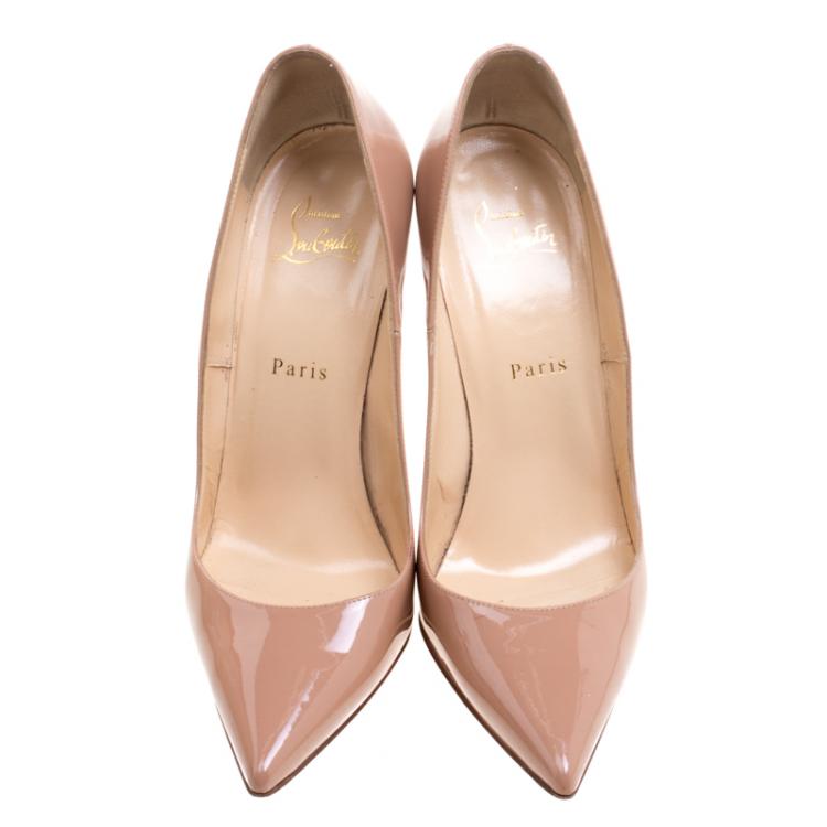 Pre Owned Christian Louboutin Beige Patent So Kate Pumps Size 39