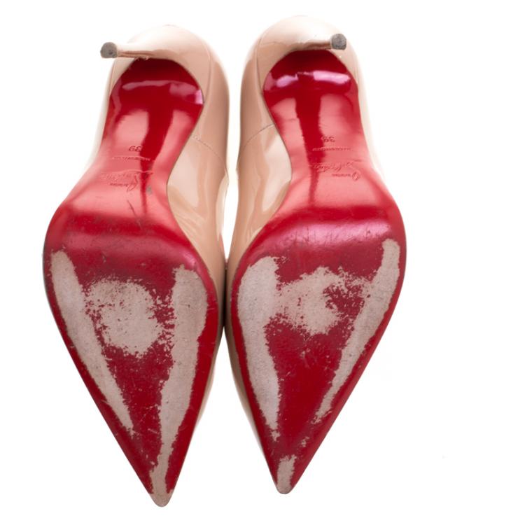 Pre Owned Christian Louboutin Beige Patent So Kate Pumps Size 39