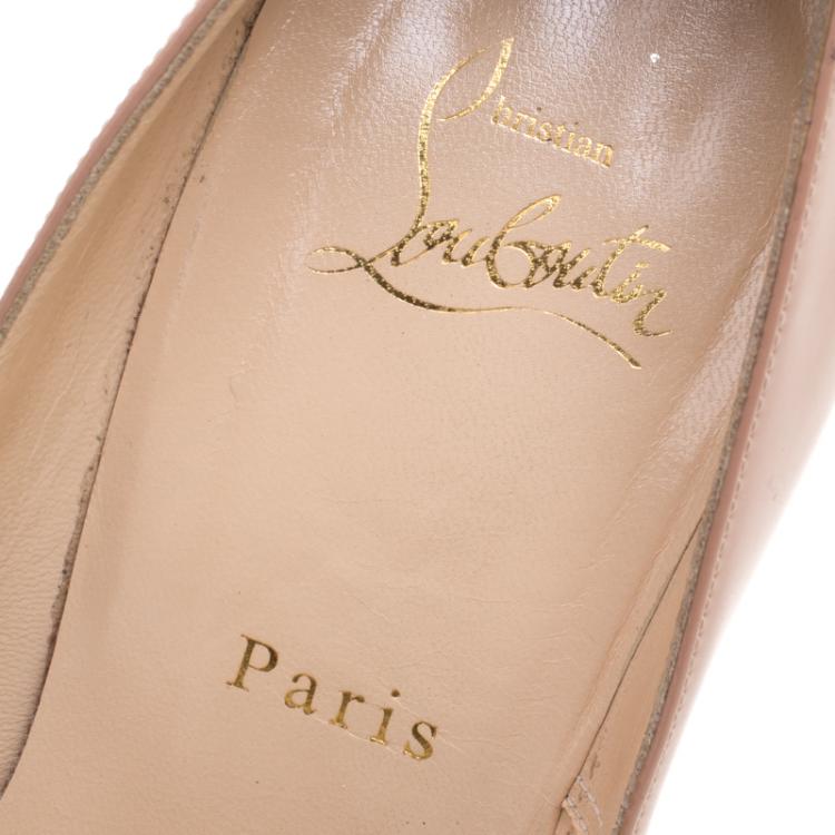 Pre Owned Christian Louboutin Beige Patent So Kate Pumps Size 39