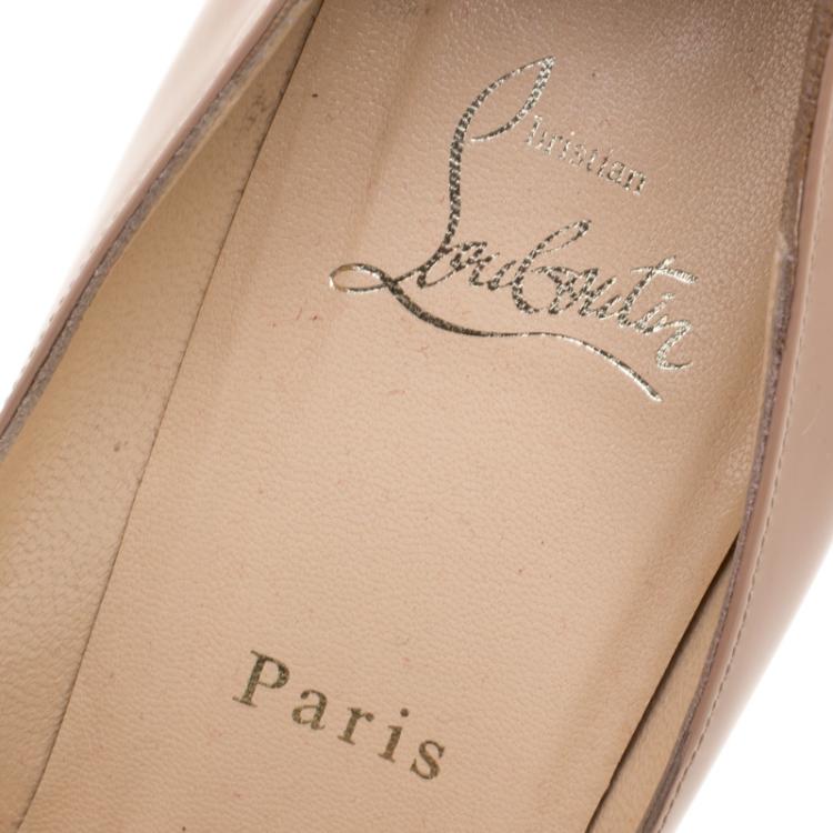 Pre Owned Christian Louboutin Beige Patent Leather Pigalle Pumps Size 38