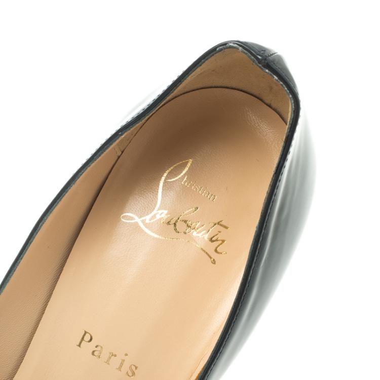 Pre Owned Christian Louboutin Dark Blue Patent Leather Altadama Peep Toe Platform Pumps Size 39