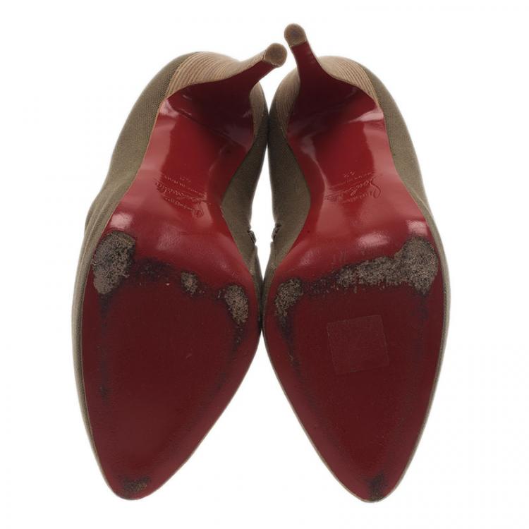 Pre Owned Christian Louboutin Green Canvas Boots Size 42