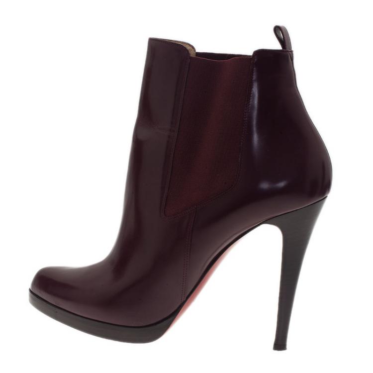 Pre Owned Christian Louboutin Burgundy Boots Size 41.5