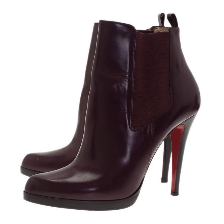 Pre Owned Christian Louboutin Burgundy Boots Size 41.5