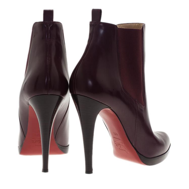 Pre Owned Christian Louboutin Burgundy Boots Size 41.5