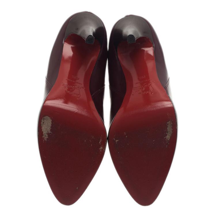 Pre Owned Christian Louboutin Burgundy Boots Size 41.5