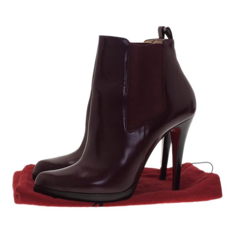 Pre Owned Christian Louboutin Burgundy Boots Size 41.5