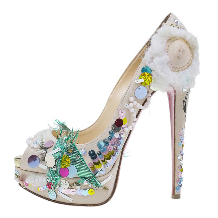 Christian Louboutin Satin 'Make Up Trash' Lady Peep Toe Platform