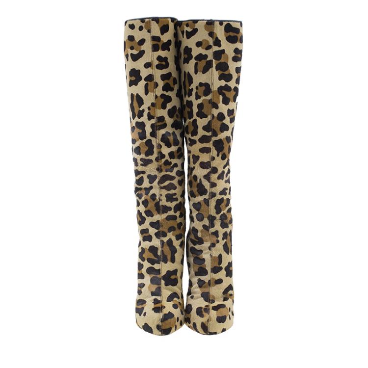 مملوكة مسبقًا Christian Louboutin Leopard Pony Hair Fifi Botta Knee Boots Size 37