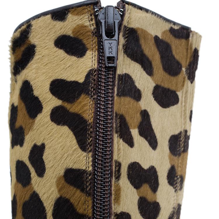 مملوكة مسبقًا Christian Louboutin Leopard Pony Hair Fifi Botta Knee Boots Size 37