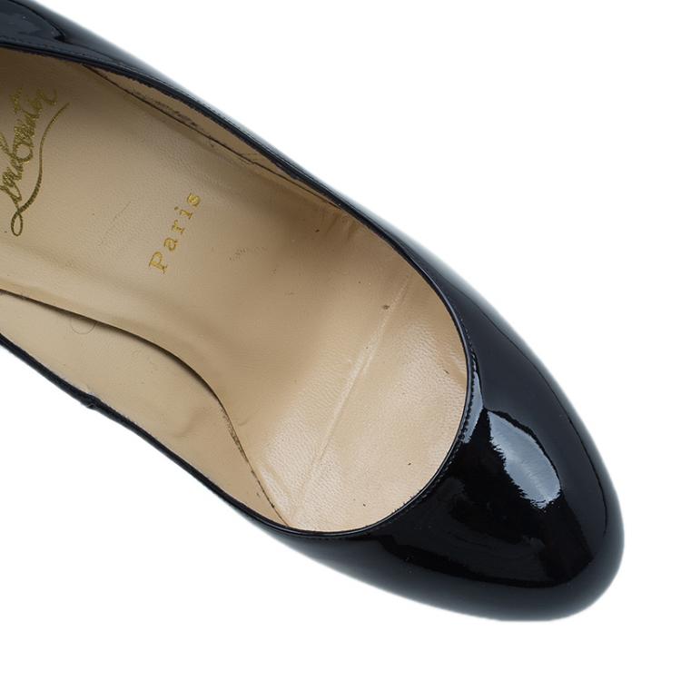 Pre Owned Christian Louboutin Black Patent Bianca Platform Pumps Size 38.5 