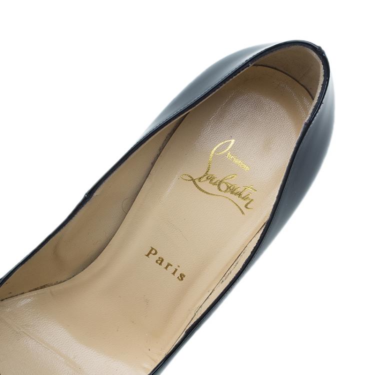Pre Owned Christian Louboutin Black Patent Bianca Platform Pumps Size 38.5 