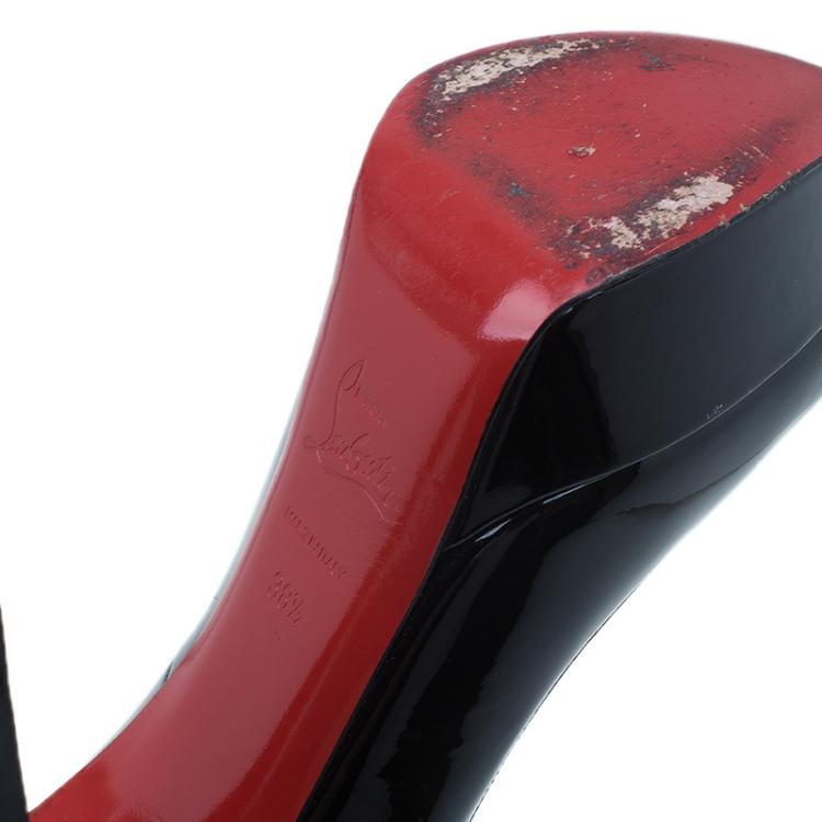 Pre Owned Christian Louboutin Black Patent Bianca Platform Pumps Size 38.5 