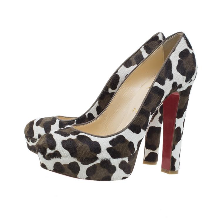 Pre Owned Christian Louboutin Pony Hair Bibi Platform Pumps Size 39