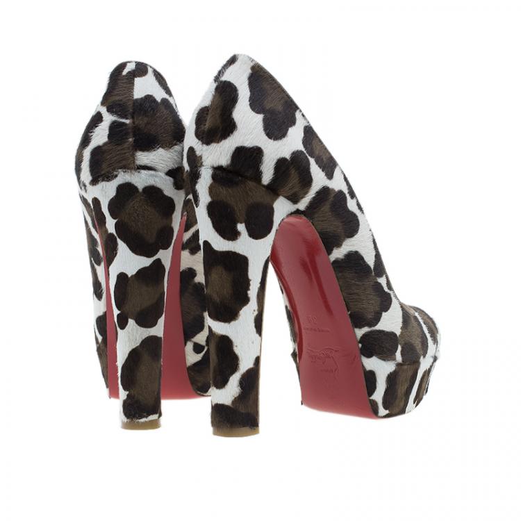 Pre Owned Christian Louboutin Pony Hair Bibi Platform Pumps Size 39