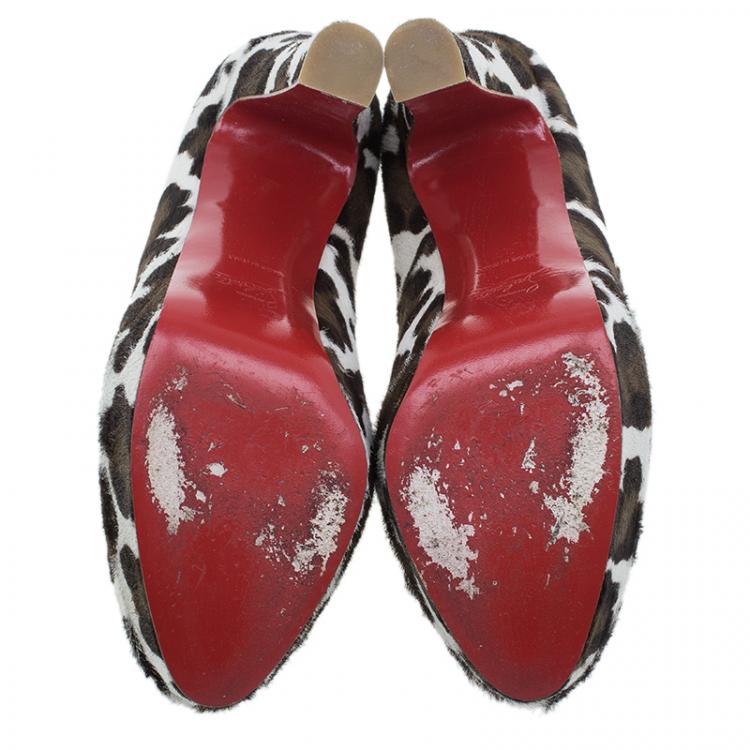 Pre Owned Christian Louboutin Pony Hair Bibi Platform Pumps Size 39
